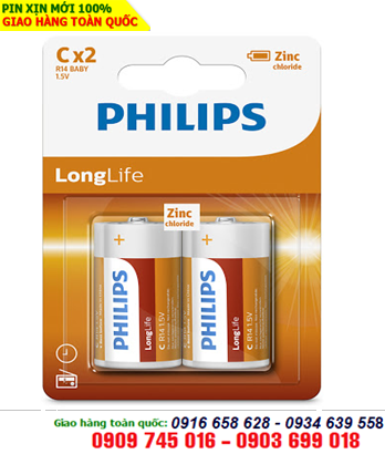 Pin trung C 1.5v Philips R142B/97 Zinc Carbon chính hãng